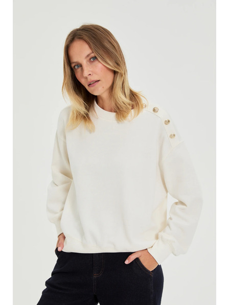 Moodo Суитшърт с декоративни копчета екрю Moodo