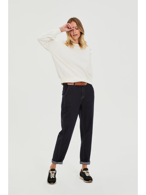 Moodo Суитшърт с декоративни копчета екрю Moodo