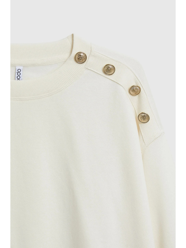 Moodo Суитшърт с декоративни копчета екрю Moodo