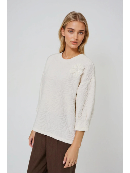 Moodo Суитшърт от структуриран материал бял Moodo