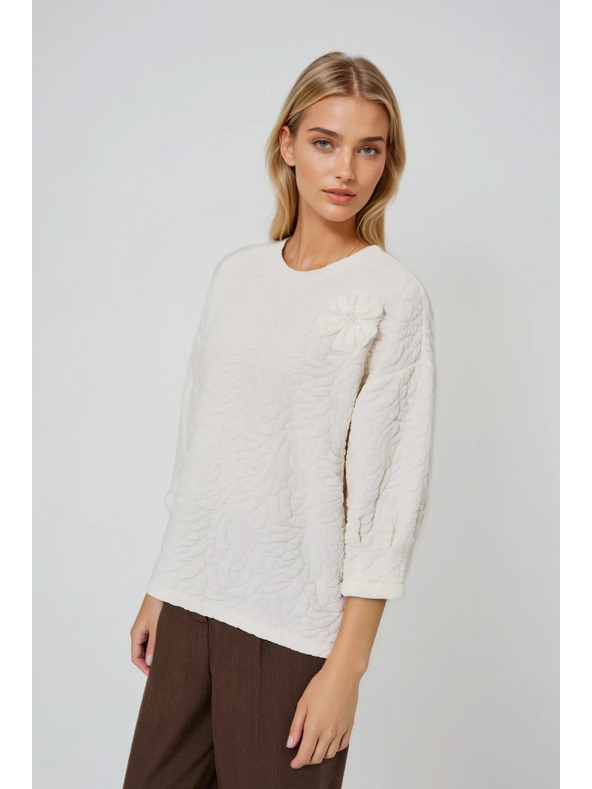 Moodo Суитшърт от структуриран материал бял Moodo