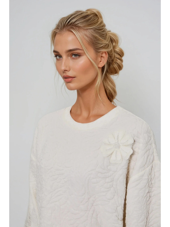 Moodo Суитшърт от структуриран материал бял Moodo