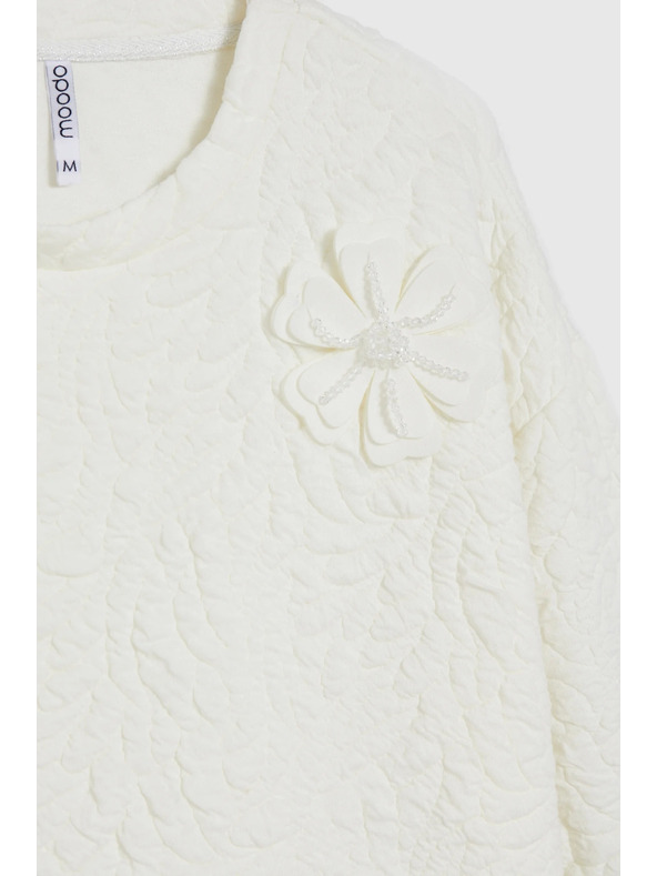 Moodo Суитшърт от структуриран материал бял Moodo