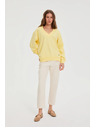 Moodo Блуза с V-образно деколте жълта Moodo