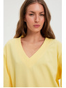 Moodo Блуза с V-образно деколте жълта Moodo