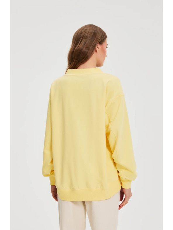 Moodo Блуза с V-образно деколте жълта Moodo