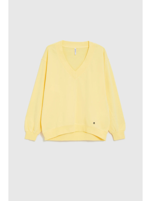 Moodo Блуза с V-образно деколте жълта Moodo