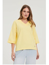 Moodo Блуза с V-образно деколте жълта Moodo