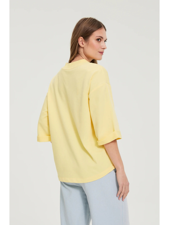 Moodo Блуза с V-образно деколте жълта Moodo