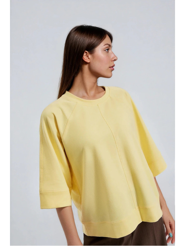 Moodo Пуловер с къси и широки ръкави жълт Moodo