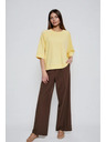 Moodo Пуловер с къси и широки ръкави жълт Moodo