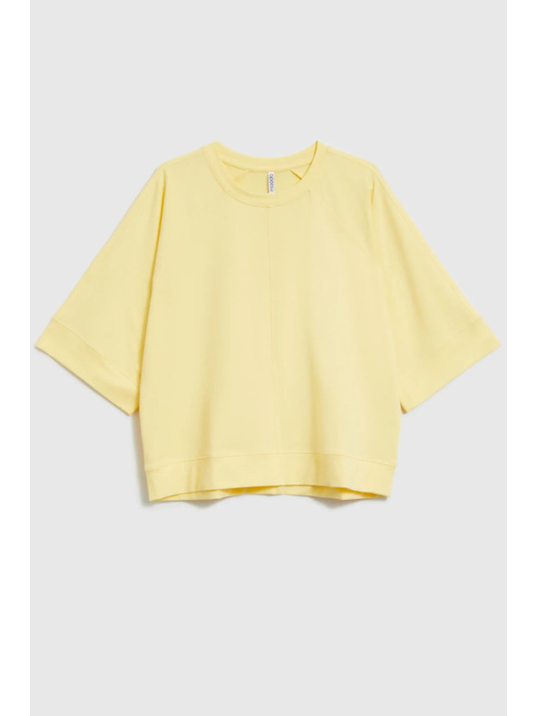 Moodo Пуловер с къси и широки ръкави жълт Moodo