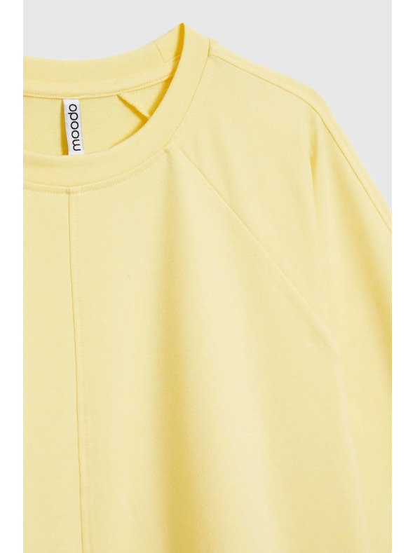 Moodo Пуловер с къси и широки ръкави жълт Moodo