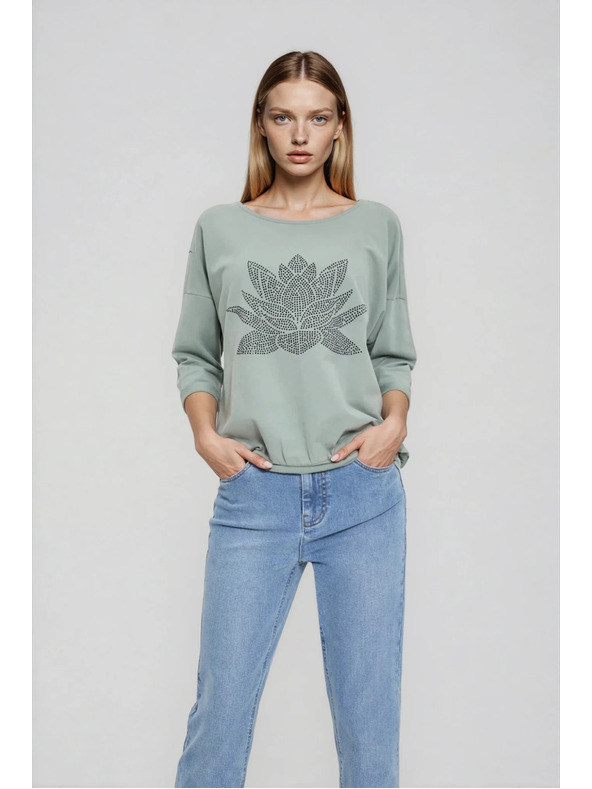 Moodo Блуза от памук маслинена Moodo