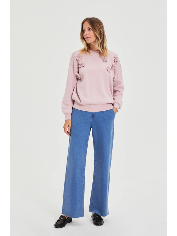 Moodo Пуловер с цветенца розов Moodo