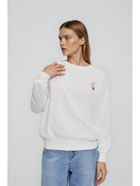 Moodo Блуза с бродиран цвят бяла Moodo