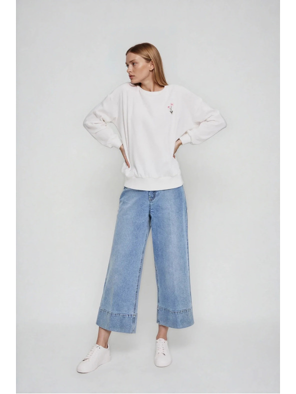 Moodo Блуза с бродиран цвят бяла Moodo