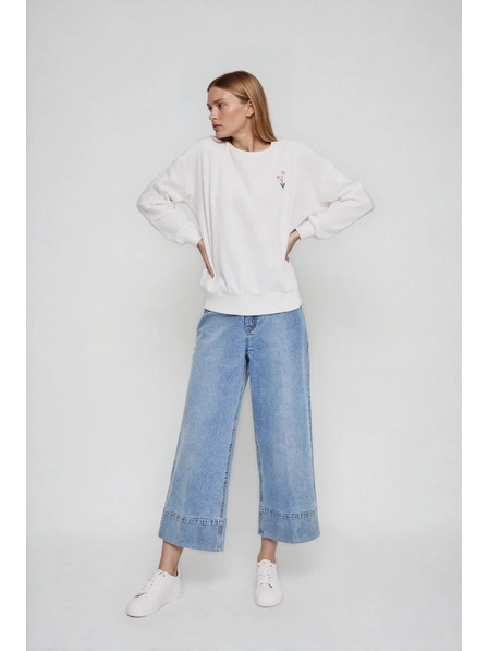 Moodo Блуза с бродиран цвят бяла Moodo