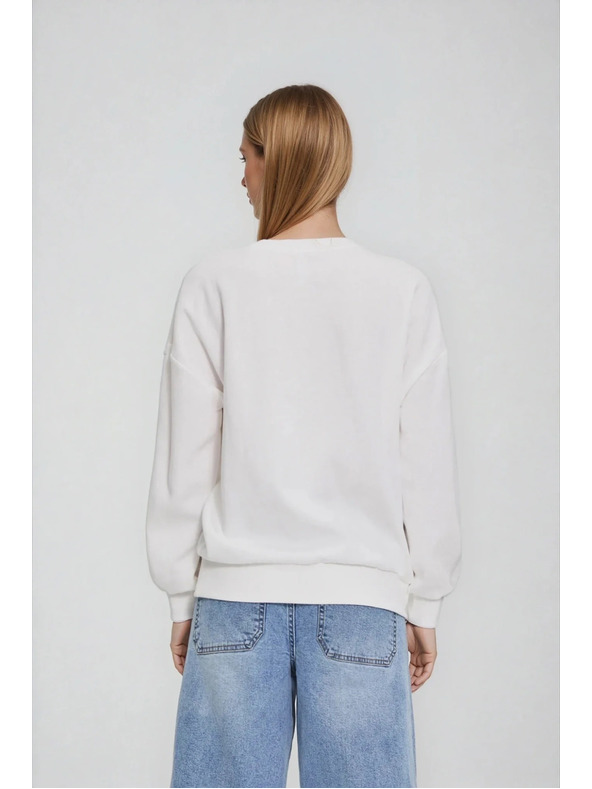 Moodo Блуза с бродиран цвят бяла Moodo