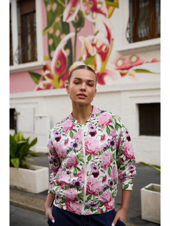 Moodo Разкопчаваща блуза с цветен десен розова Moodo