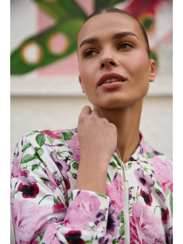 Moodo Разкопчаваща блуза с цветен десен розова Moodo