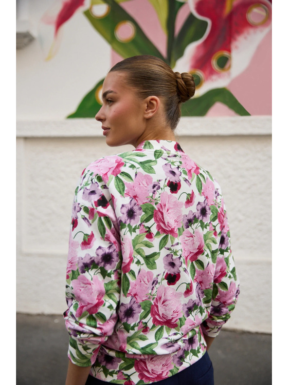 Moodo Разкопчаваща блуза с цветен десен розова Moodo