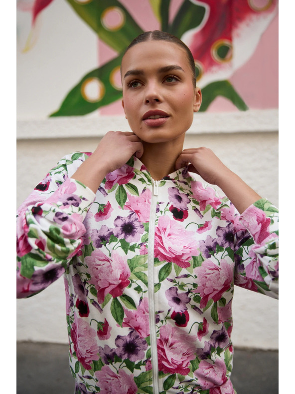Moodo Разкопчаваща блуза с цветен десен розова Moodo