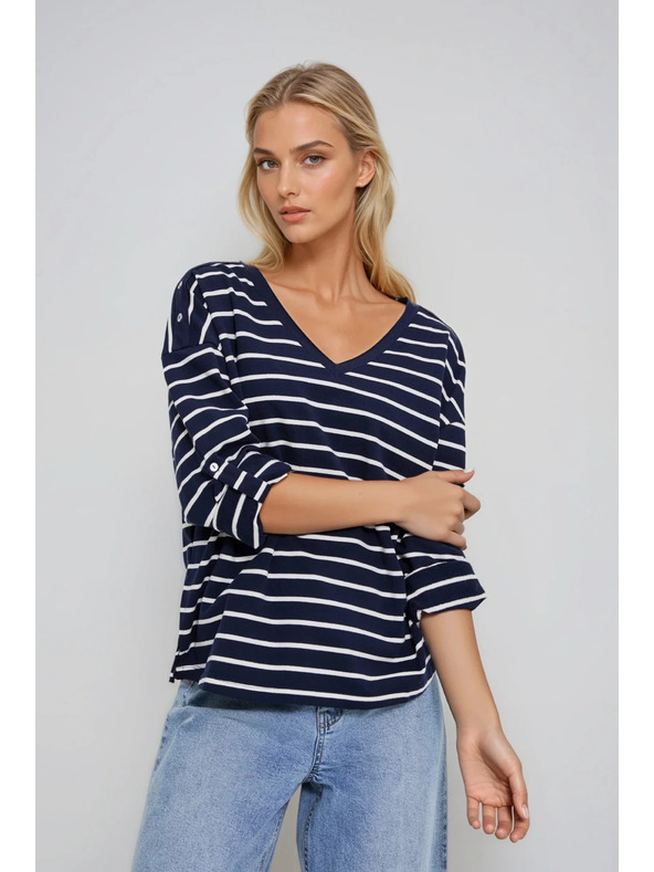 Moodo Раирана суитшърт тъмносиня Moodo