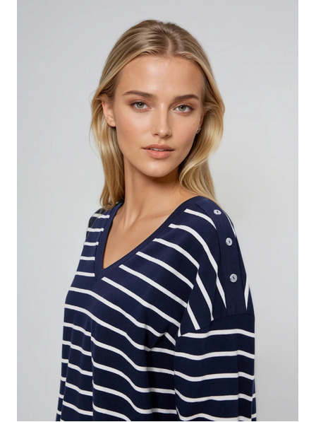 Moodo Раирана суитшърт тъмносиня Moodo