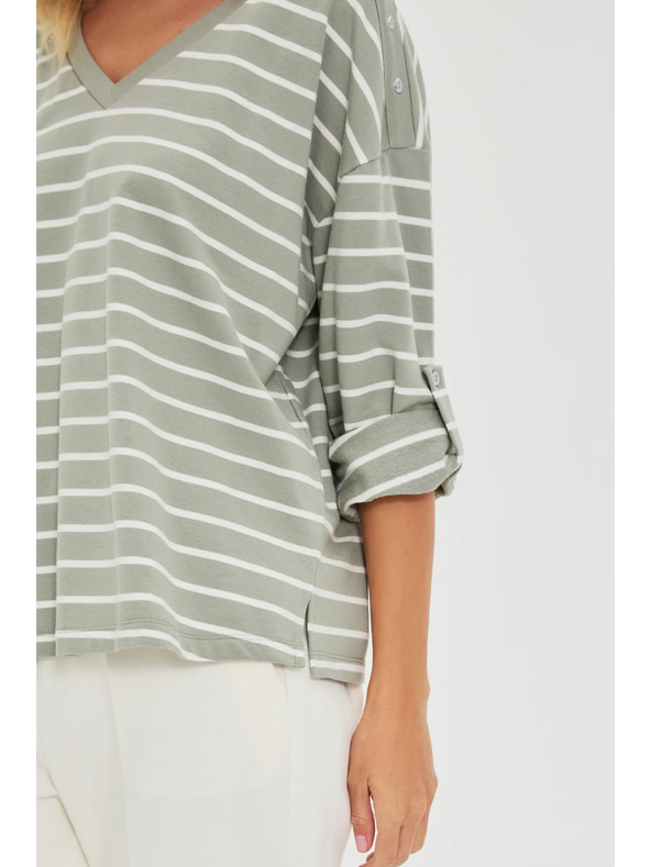 Moodo Блуза с райета маслиненозелена Moodo