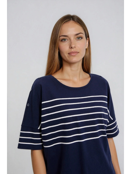 Moodo Раирана суитшърт тъмносиня Moodo