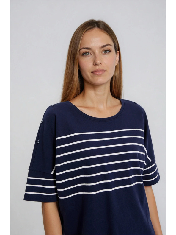 Moodo Раирана суитшърт тъмносиня Moodo