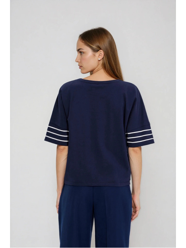 Moodo Раирана суитшърт тъмносиня Moodo