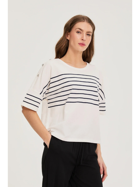 Moodo Раирана суитшърт бяла Moodo