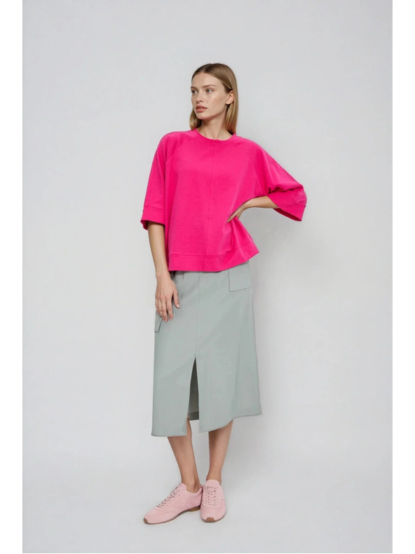 Moodo Суитшърт с къси и широки ръкави циклама Moodo