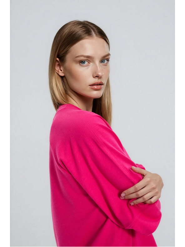 Moodo Суитшърт с къси и широки ръкави циклама Moodo