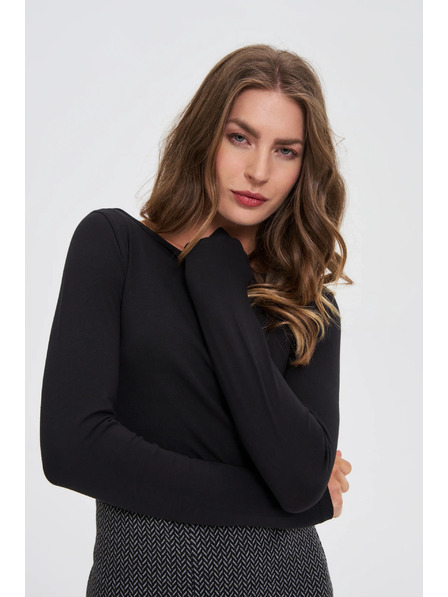 Moodo Fitted Black Long Sleeve Blouse Moodo