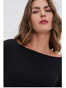 Moodo Прилепнала черна блуза с дълъг ръкав Moodo