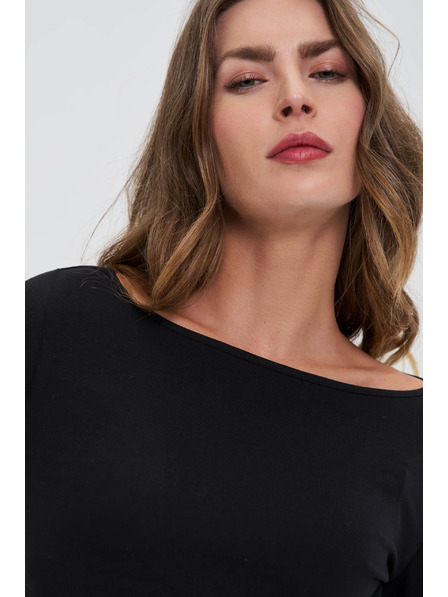 Moodo Fitted Black Long Sleeve Blouse Moodo