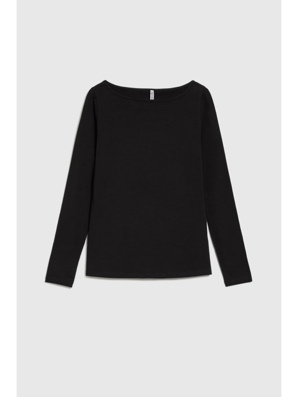 Moodo Прилепнала черна блуза с дълъг ръкав Moodo