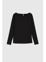 Moodo Прилепнала черна блуза с дълъг ръкав Moodo