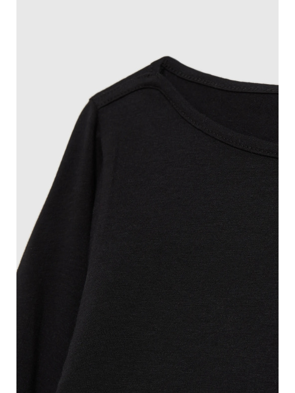 Moodo Прилепнала черна блуза с дълъг ръкав Moodo