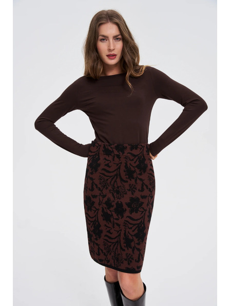 Moodo Прилепнала кафява блуза с дълъг ръкав Moodo