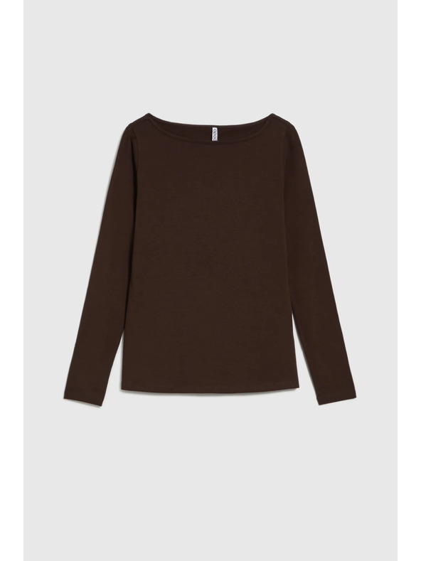 Moodo Прилепнала кафява блуза с дълъг ръкав Moodo