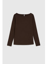 Moodo Прилепнала кафява блуза с дълъг ръкав Moodo
