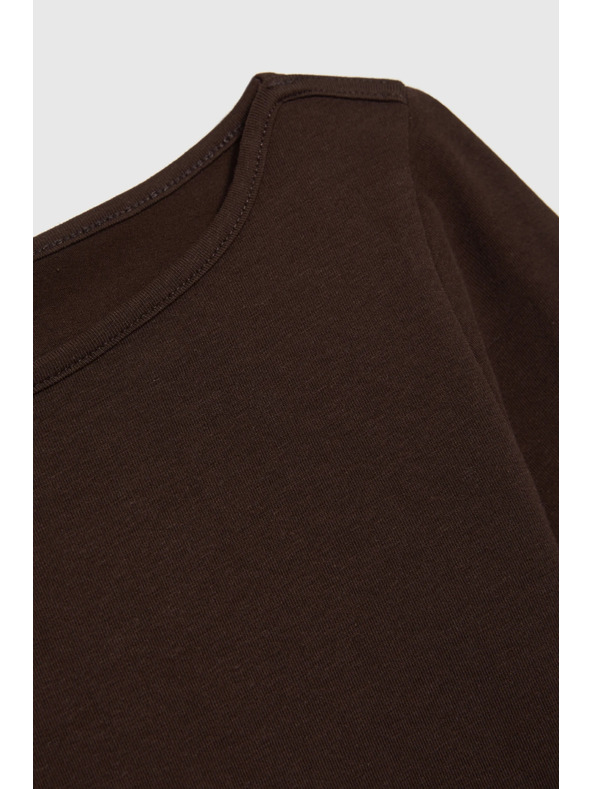 Moodo Прилепнала кафява блуза с дълъг ръкав Moodo