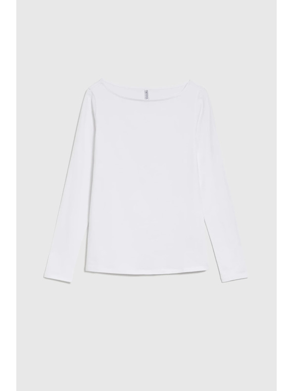 Moodo Прилепнала бяла блуза с дълъг ръкав Moodo