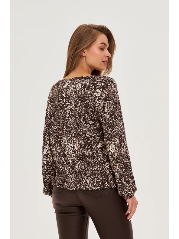 Moodo Блуза с V-образно деколте кафява Moodo