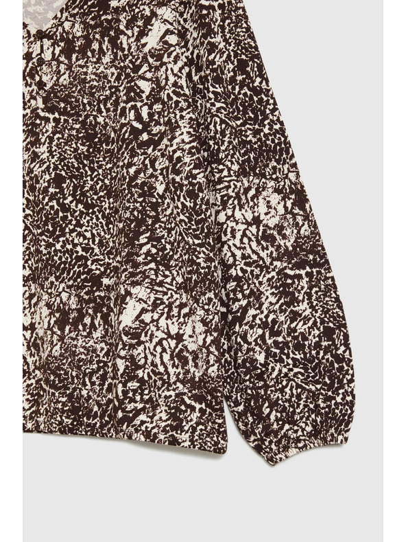 Moodo Блуза с V-образно деколте кафява Moodo