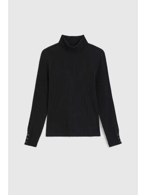 Moodo Памучна поло блуза черна Moodo